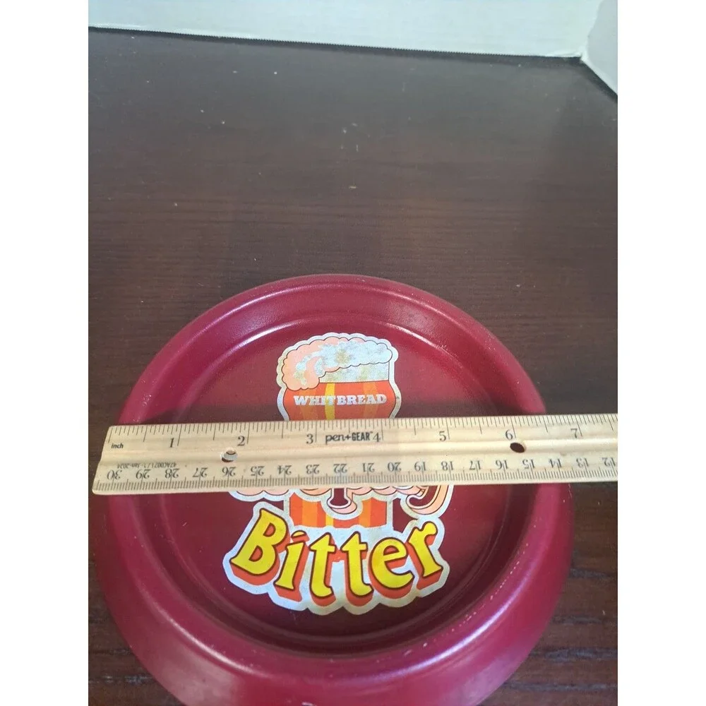 Vintage Whitbread Trophy Bitter Round Red 6.5in Metal Tray